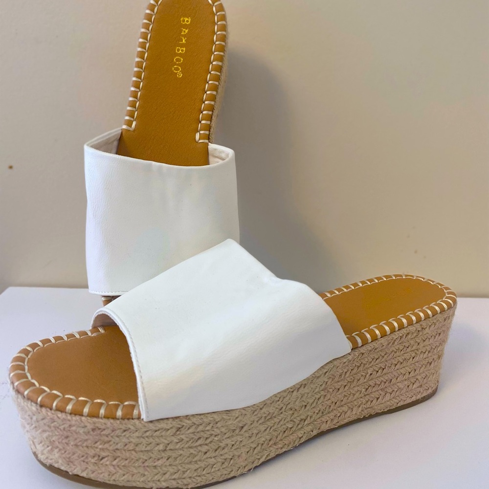 White platform sandals